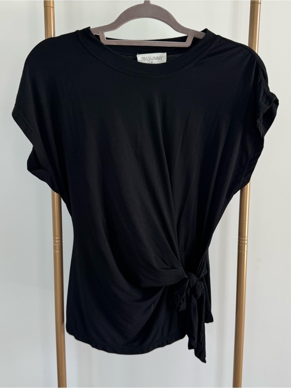 78&Sunny Black Short-Sleeve Side Tie Tee